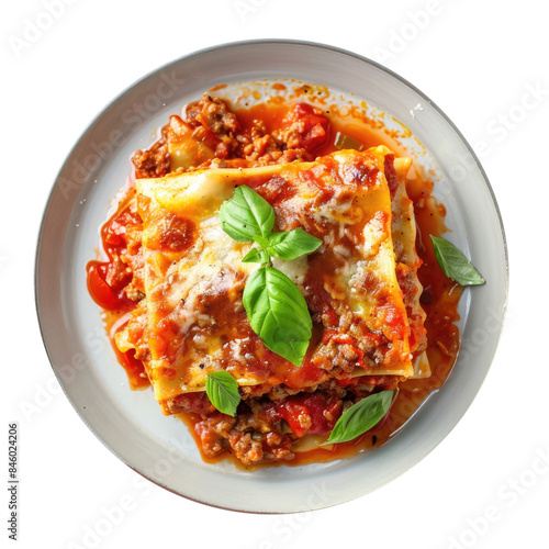 A Plate of Beef Lasagna Iso...