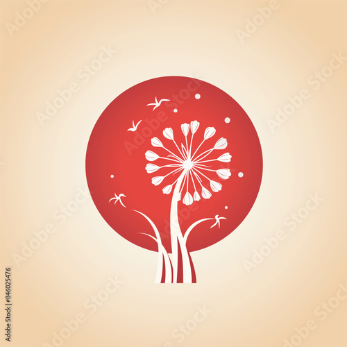 Beautiful abstract flowers. Airy dandelion, chamomile. Modern vector illustration with place for inscription.
