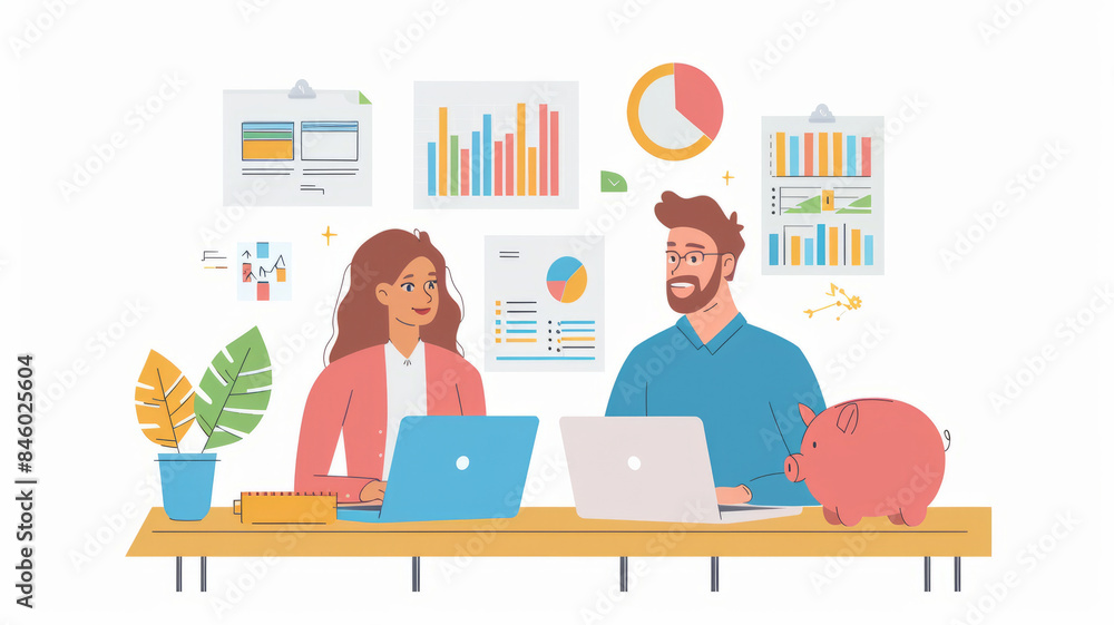 couple is actively engaged in planning their financial future together.generative ai couple is actively engaged in planning their financial future together.generative ai