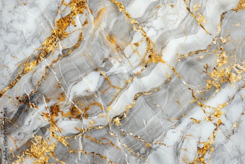 Abstract background of white and grey marble with gold veins forming a beautiful and luxurious pattern, perfect for adding a touch of elegance