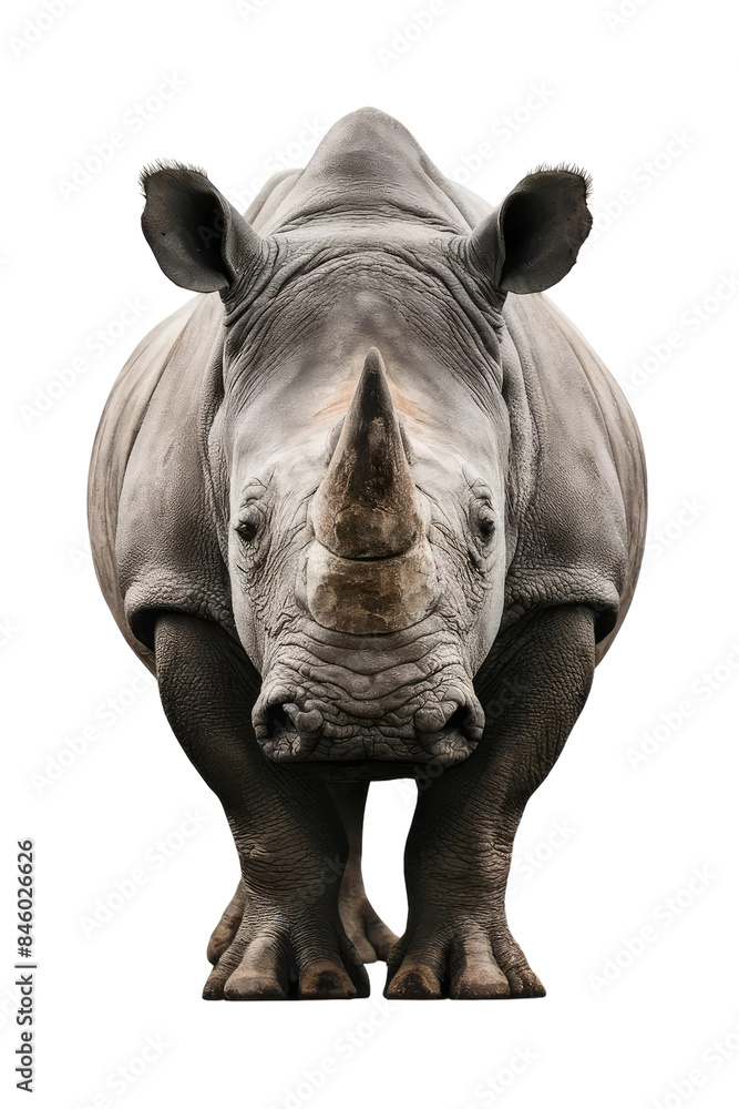 Fototapeta premium Isolated PNG Rhinoceros Wildlife, GENERATIVE AI