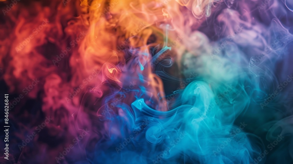 Obraz premium A rainbow of colorful smoke creates a hypnotizing effect in this otherworldly smokescape shot.