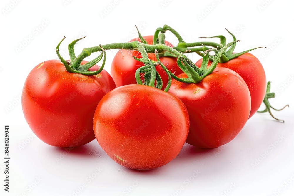 group of tomatoes isolated on white background in studio shot group of tomatoes isolated on white background in studio shot
