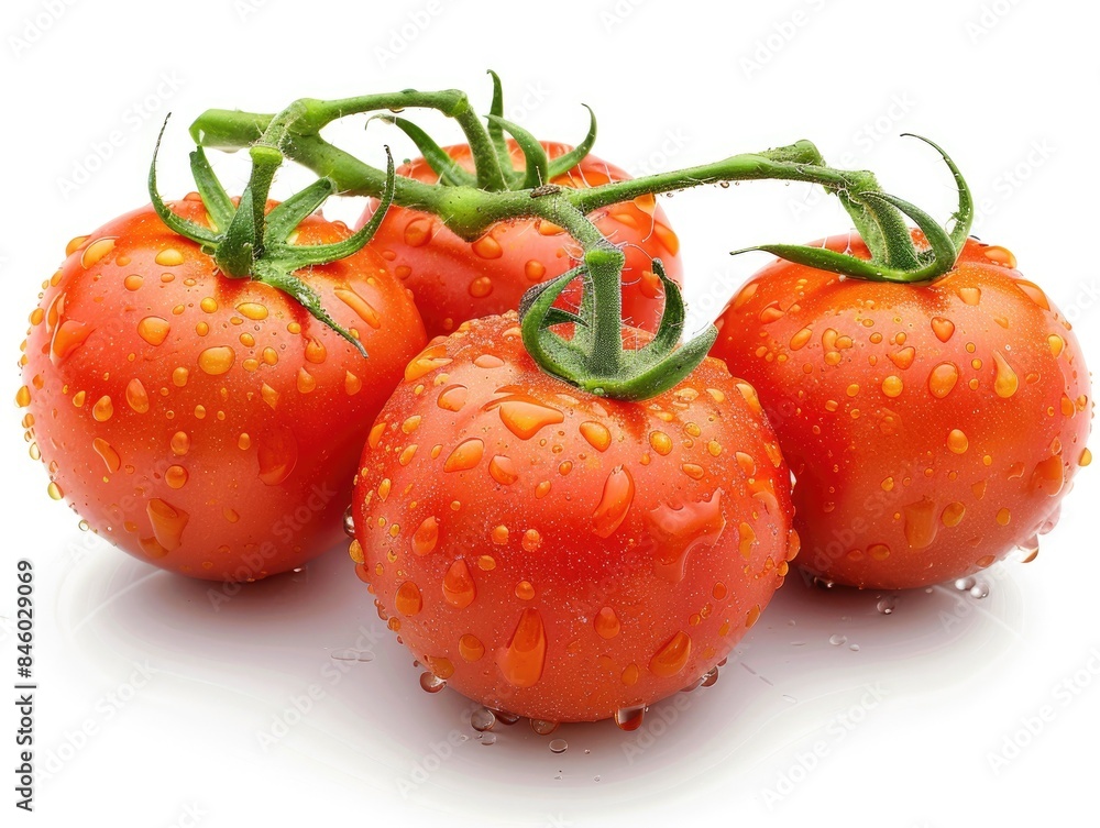 group of tomatoes isolated on white background in studio shot group of tomatoes isolated on white background in studio shot