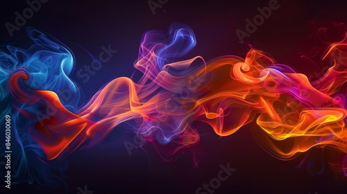 Abstract smoke silhouettes ignite with bursts of vibrant colors creating a stunning visual feast.