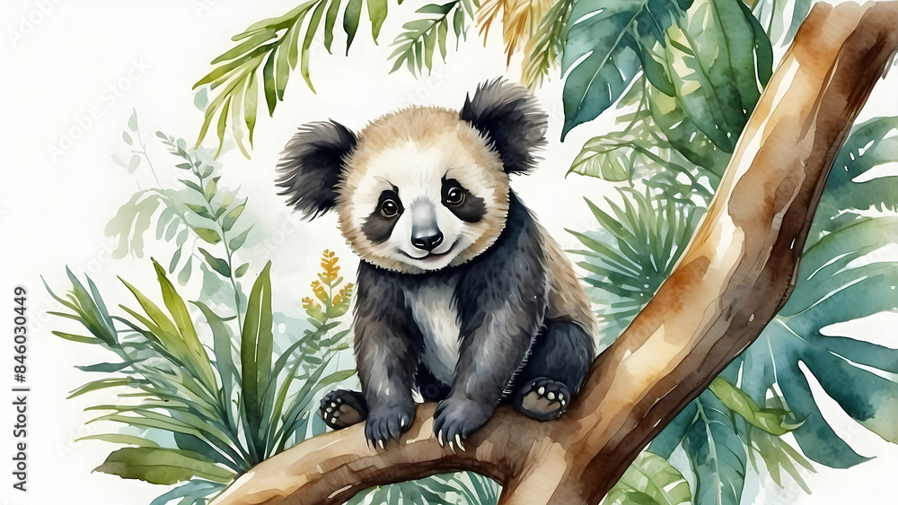 Obraz premium Watercolor painting of a cute panda