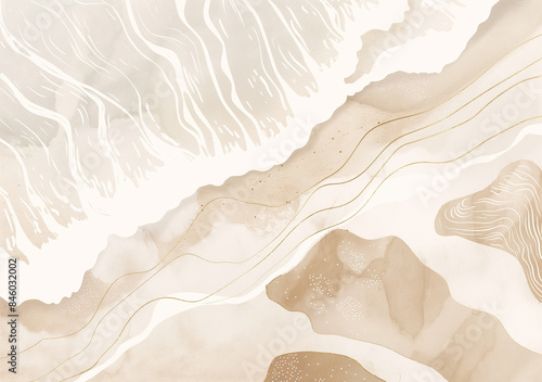 Abstract art of beach texture with waves and coastal design in an aesthetic watercolor pattern