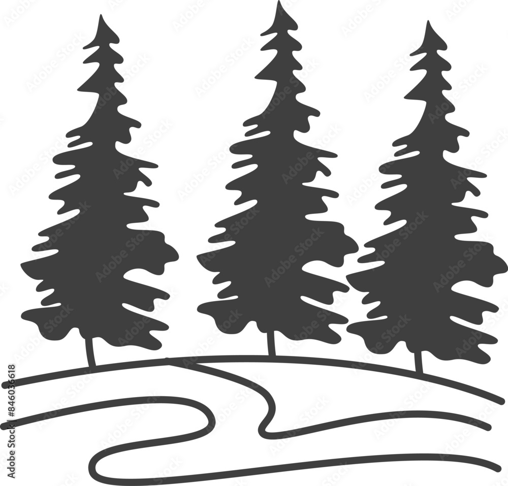 Fototapeta premium Forest Landscape Doodle