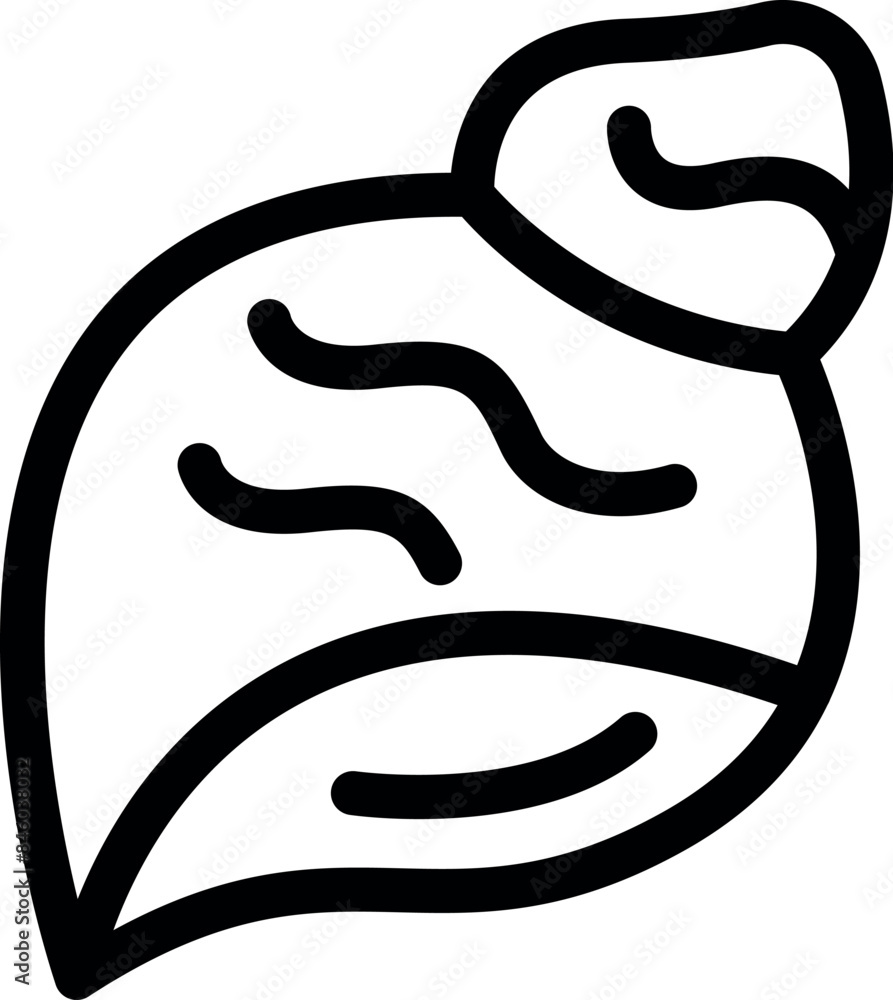 Simple line art illustration of a seashell, evoking feelings of relaxation and the beauty of the ocean Simple line art illustration of a seashell, evoking feelings of relaxation and the beauty of the ocean