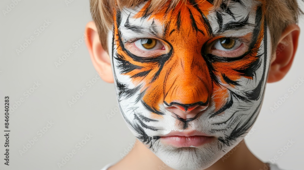 Imaginative animal face paint on child, playful and creative makeup design for kids Imaginative animal face paint on child, playful and creative makeup design for kids
