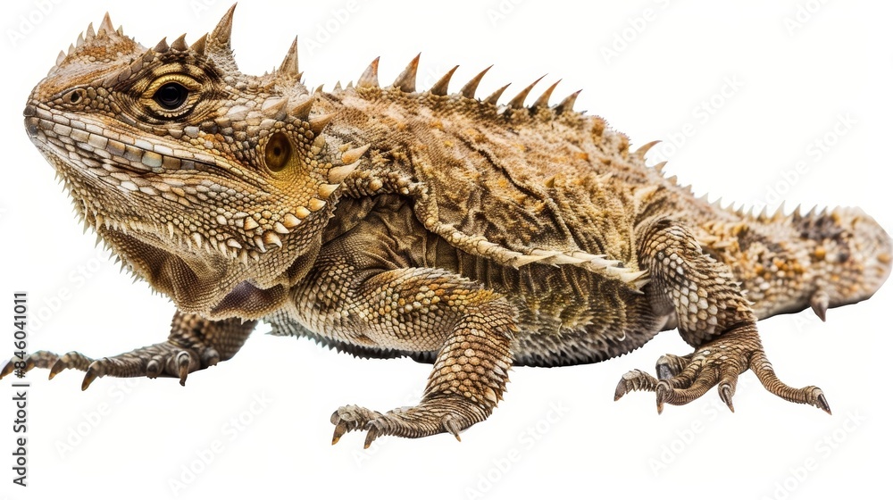 Thorny devil lizard displaying its impressive natural armor against a white background Thorny devil lizard displaying its impressive natural armor against a white background