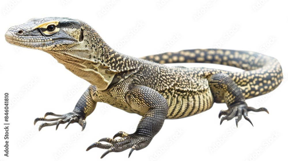Large komodo dragon lizard isolated on white background looking fierce and powerful Large komodo dragon lizard isolated on white background looking fierce and powerful