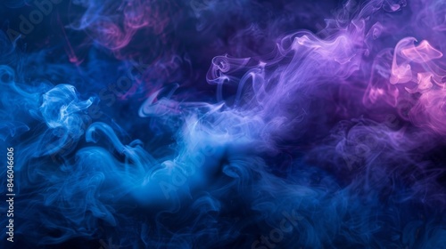 Electric blue and purple smoke create a moody and atmospheric smokescape giving off a sense of mystery and intrigue. photo