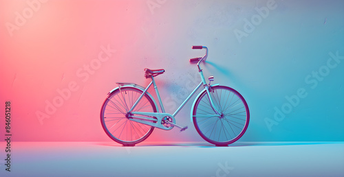 Wallpaper Mural A bicycle is shown in a room with a blue and pink background Torontodigital.ca