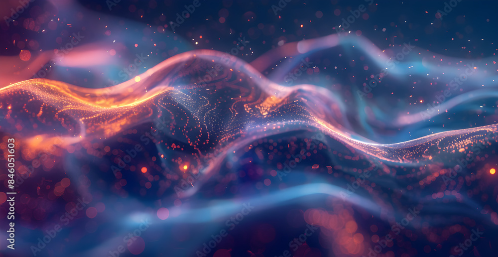 A blue and orange wave with a lot of sparkles A blue and orange wave with a lot of sparkles