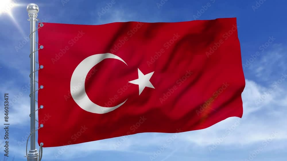 Turkey Flag With Clouds New Style V02 Turkey Flag With Clouds New Style V02