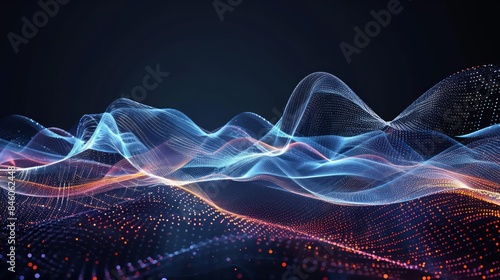 Wallpaper Mural Abstract waveforms and light trails creating a dynamic conceptual hightech background Torontodigital.ca