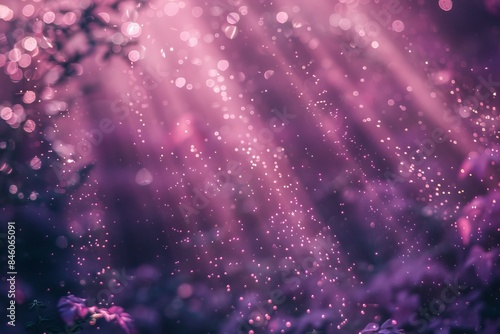 Majestic magenta light burst abstract rays on dark background with golden sparkles