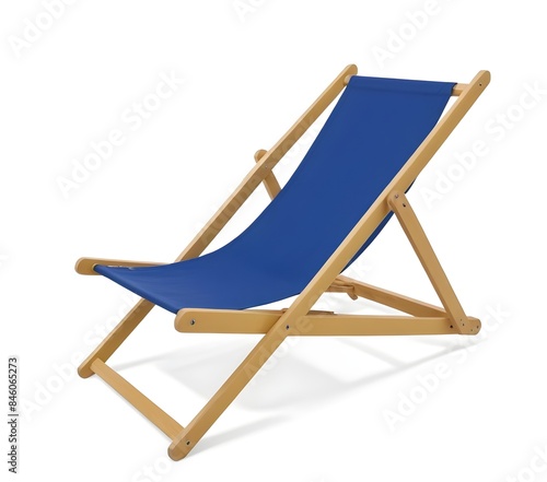 A wooden beach chair with a wooden frame