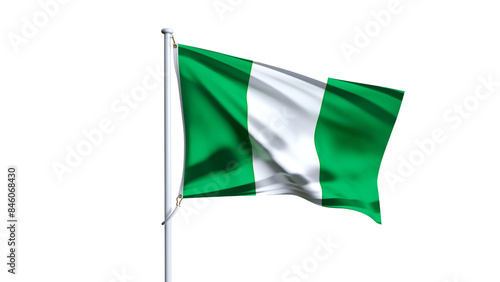 Quadro su tela Waving flag of nigeria isolated on transparent background.