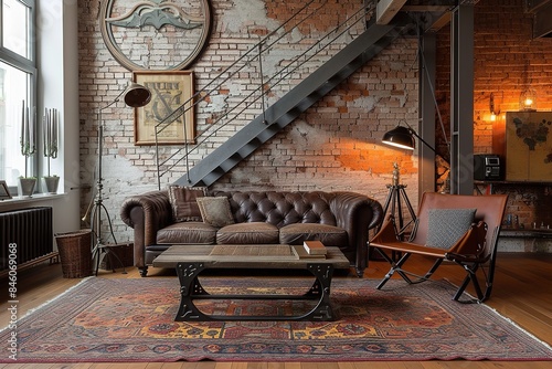 sofa in old vintage brick wall loft - apartment in alten Ziegel Lof photo
