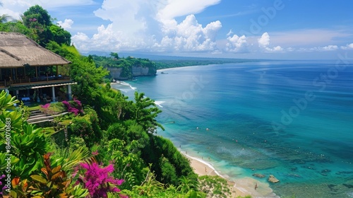 Vacation resort in Bali with beach and sea view