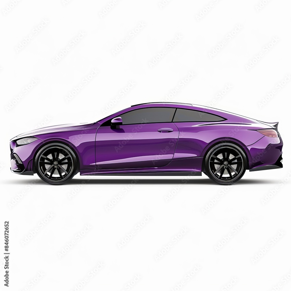 Purple car isolated on white background, side view Purple car isolated on white background, side view
