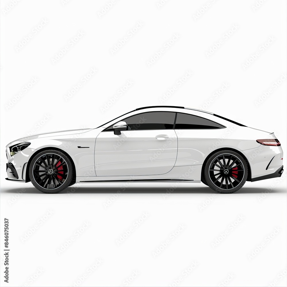 White car isolated on white background, side view White car isolated on white background, side view