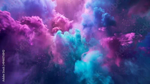 Wallpaper Mural Bright flashes of magenta and turquoise burst forth from the smoke creating a psychedelic explosion. Torontodigital.ca