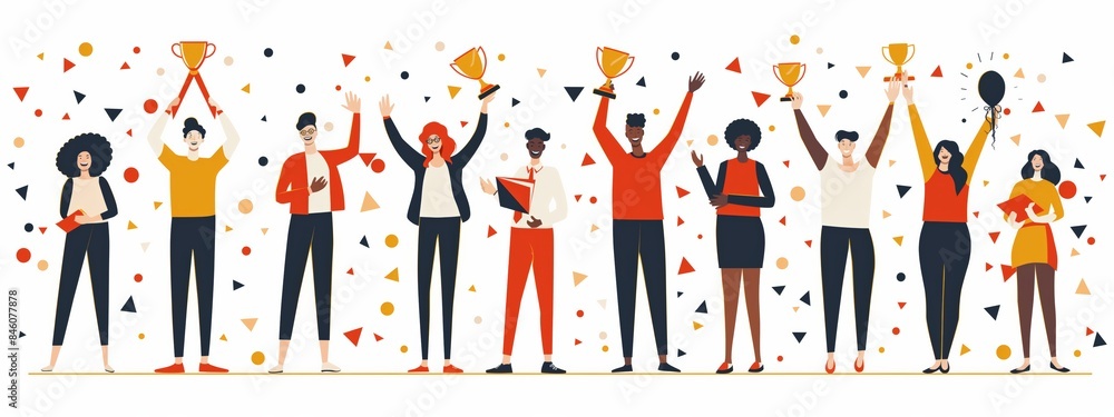 Simple and clean Labor Day appreciation scene, featuring workers receiving awards and recognition, minimalistic style, bright and cheerful, isolated on a white background. Simple and clean Labor Day appreciation scene, featuring workers receiving awards and recognition, minimalistic style, bright and cheerful, isolated on a white background.