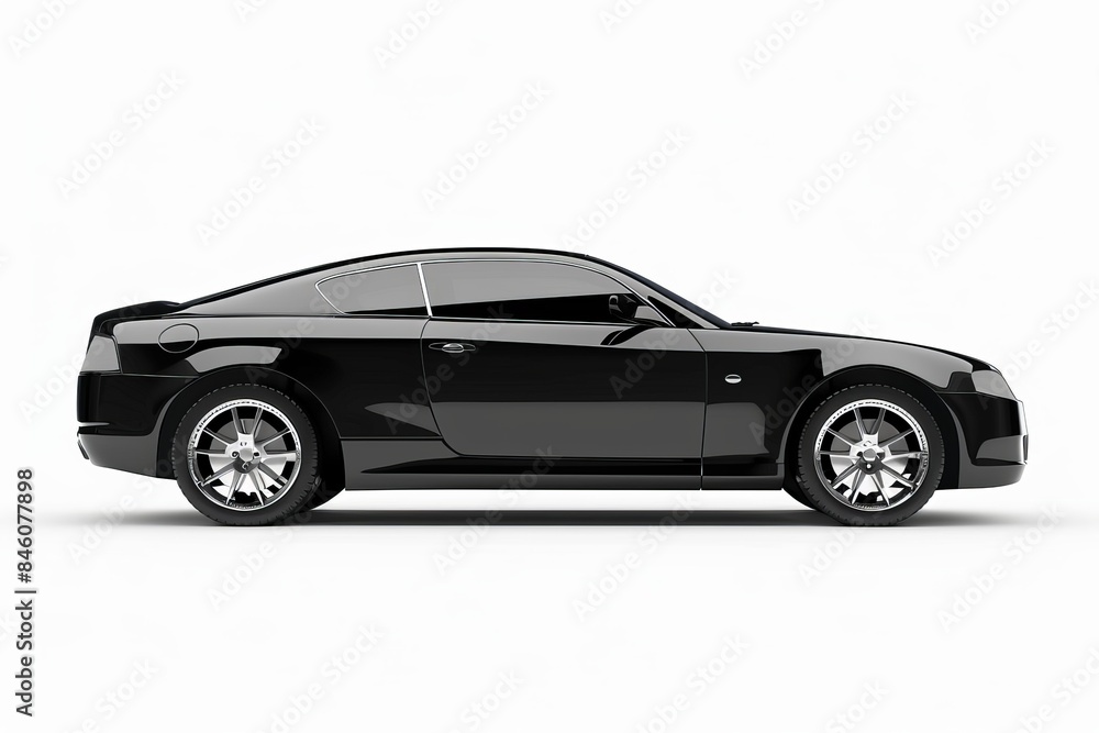 Black car isolated on white background, side view Black car isolated on white background, side view