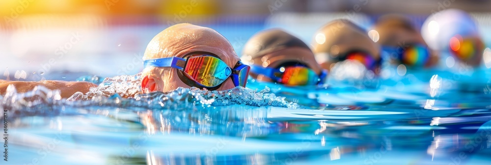 Foto Swimmers in precision formations  emphasizing teamwork in summer olympic games s