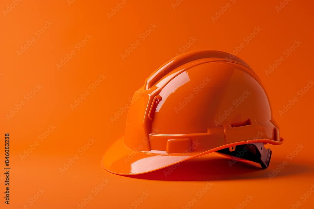 Orange construction helmet on an orange background. Orange construction helmet on an orange background.