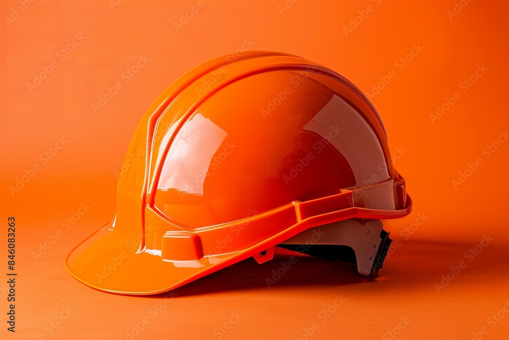 Orange construction helmet on an orange background. Orange construction helmet on an orange background.