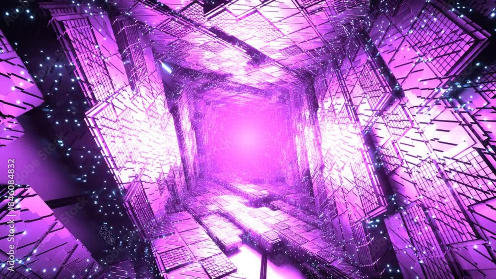 Sci-fi Futuristic Loop endless 3d animation with purple colors
