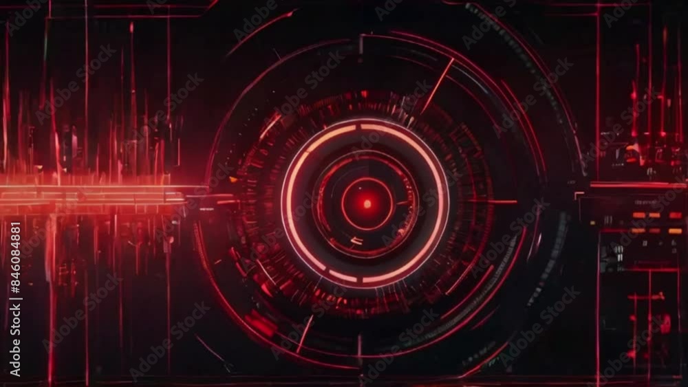 Abstract red light Loop background. Digital future science sci-fi data computer game navigation dashboard HUD technology interface background, 4k HD video created with generative ai. Abstract red light Loop background. Digital future science sci-fi data computer game navigation dashboard HUD technology interface background, 4k HD video created with generative ai.