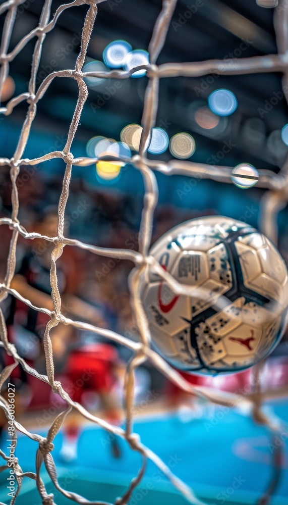 Intense focus handball goalkeeper before penalty at summer olympics, capturing sports concentration Intense focus handball goalkeeper before penalty at summer olympics, capturing sports concentration