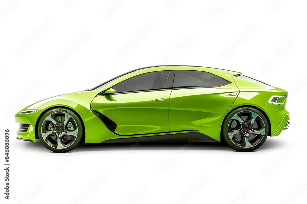 Naklejka premium Green car isolated on white background