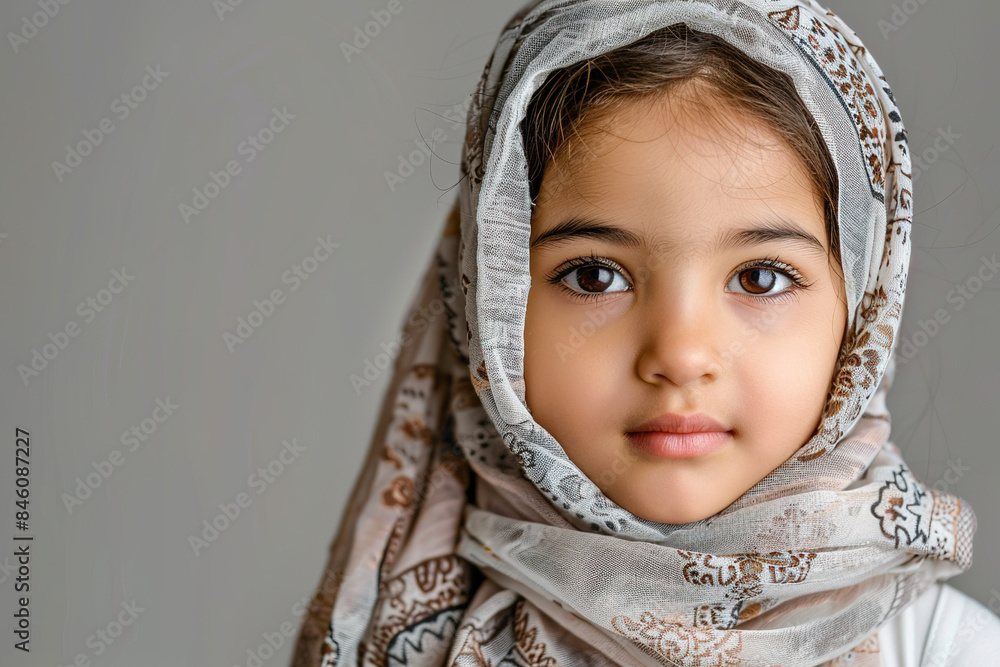 Arab Middle Eastern Little Girl Isolated on gray Background Adorable Child Smiling Happy Playful Stylish Innocent Youthful Saudi Arabia UAE Egypt Jordan Photography Portrait Studio Arab Middle Eastern Little Girl Isolated on gray Background Adorable Child Smiling Happy Playful Stylish Innocent Youthful Saudi Arabia UAE Egypt Jordan Photography Portrait Studio