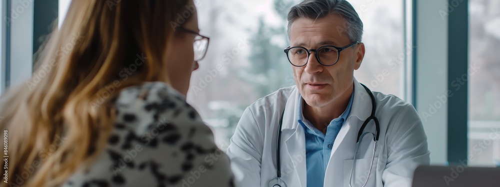 The doctor discusses the test results with the patient The doctor discusses the test results with the patient