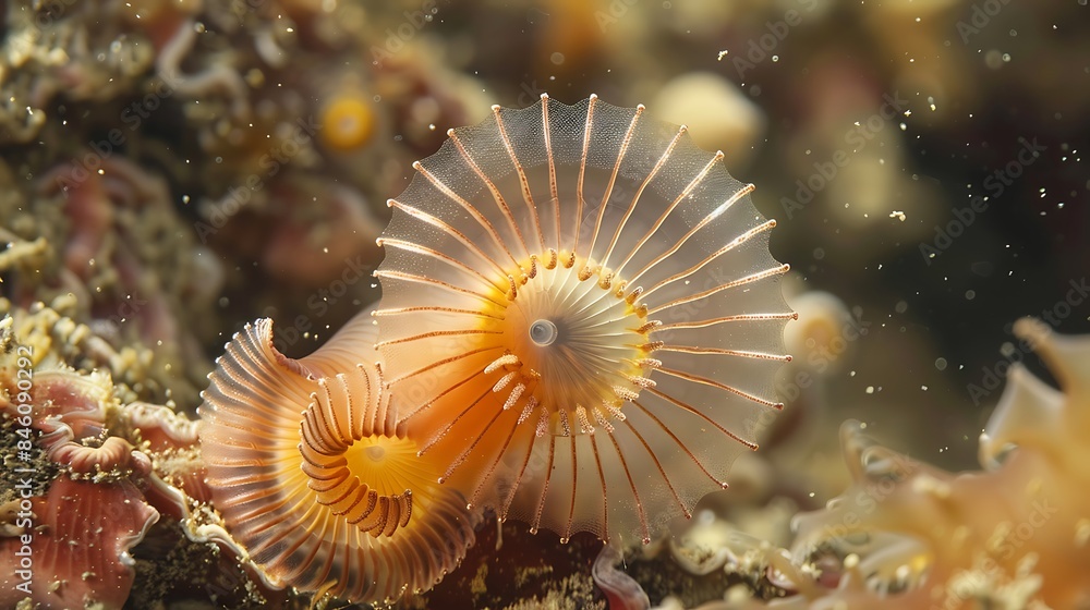 Spiral tubeworm shines in underwater beauty Spiral tubeworm shines in underwater beauty