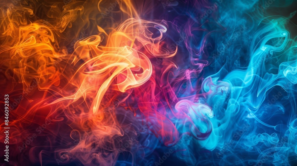 The intense colors of the smoke seem to pulsate with a psychedelic energy. The intense colors of the smoke seem to pulsate with a psychedelic energy.