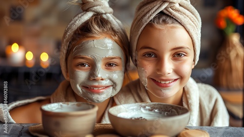 Wallpaper Mural Mother and daughter bonding  spa day fun making clay masks, family beauty treatment celebration Torontodigital.ca