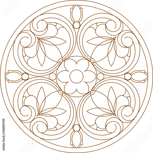 Sketch silhouette vector illustration design ornamental engraving classic vintage ethnic traditional rosette 