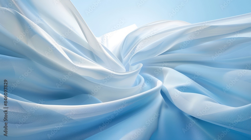White background, 3D background with curved walls, light blue sky, light grey floor, minimalist style, minimalist style White background, 3D background with curved walls, light blue sky, light grey floor, minimalist style, minimalist style