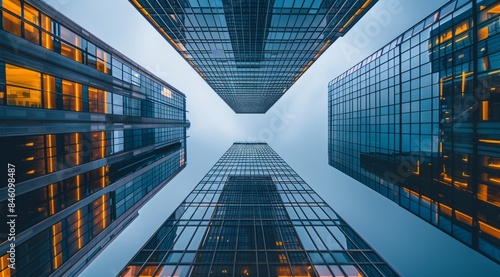 High-rise office buildings, commercial buildings, building, skyscraper, city, architecture, business, office, sky, glass, tower, buildings, high, urban, downtown, tall,  blue, skyscrapers, finance, sk