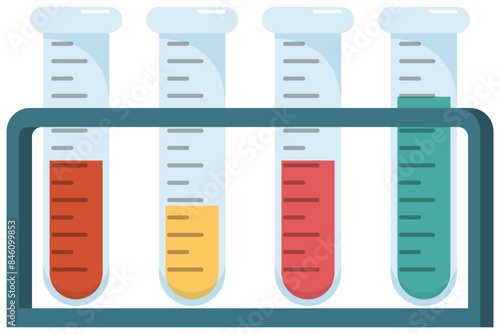 Test tubes flat illustration isolated on white background.