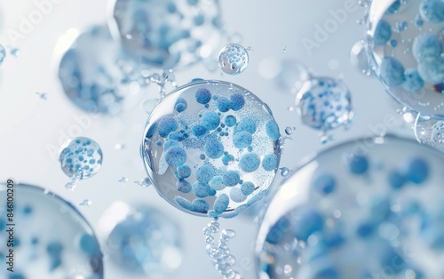 Abstract Blue Bubbles in Water
