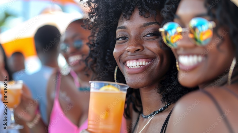 Smiling visitors clutching mangobased cocktails and mocktails a quintessential part of the Mango Festival experience. Smiling visitors clutching mangobased cocktails and mocktails a quintessential part of the Mango Festival experience.