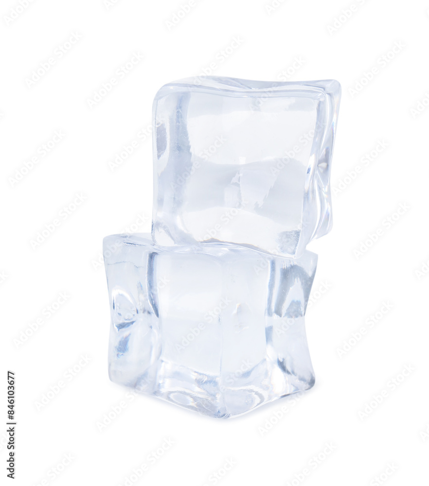 Crystal clear ice cubes isolated on white Crystal clear ice cubes isolated on white